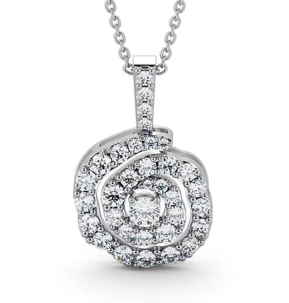 Cluster Round Diamond Swirling Design Pendant 9K White Gold PNT21_WG_THUMB2 