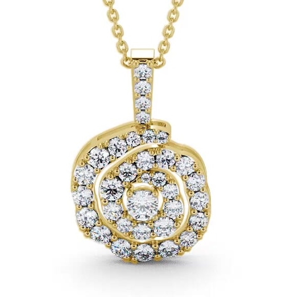 Cluster Round Diamond Swirling Design Pendant 18K Yellow Gold PNT21_YG_THUMB1