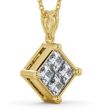 Cluster Princess Diamond Illusion Design Pendant 18K Yellow Gold PNT22_YG_THUMB1 