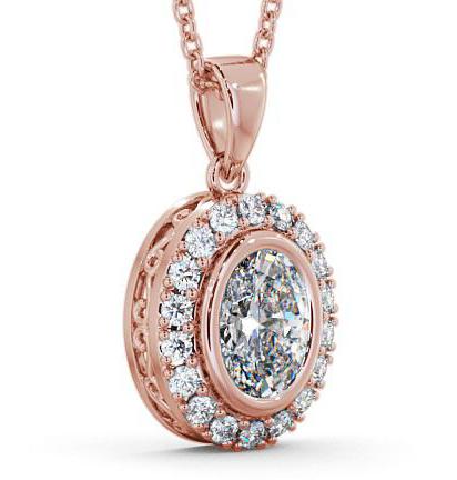 Halo Oval Diamond Elegant Pendant 9K Rose Gold PNT23_RG_THUMB1 