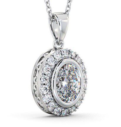 Halo Oval Diamond Elegant Pendant 18K White Gold PNT23_WG_THUMB1 