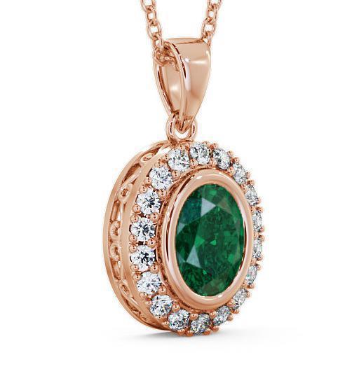 Halo Emerald and Diamond 1.53ct Pendant 18K Rose Gold PNT23GEM_RG_EM_THUMB1 