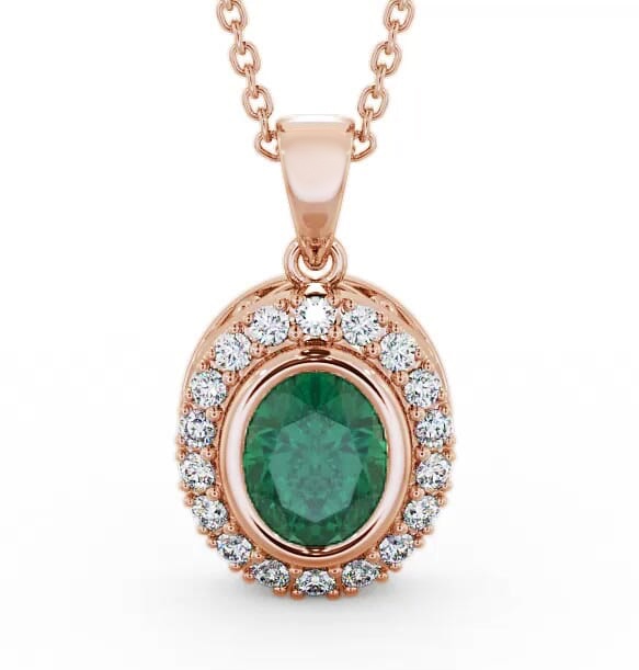 Halo Emerald and Diamond 1.53ct Pendant 18K Rose Gold PNT23GEM_RG_EM_THUMB2 