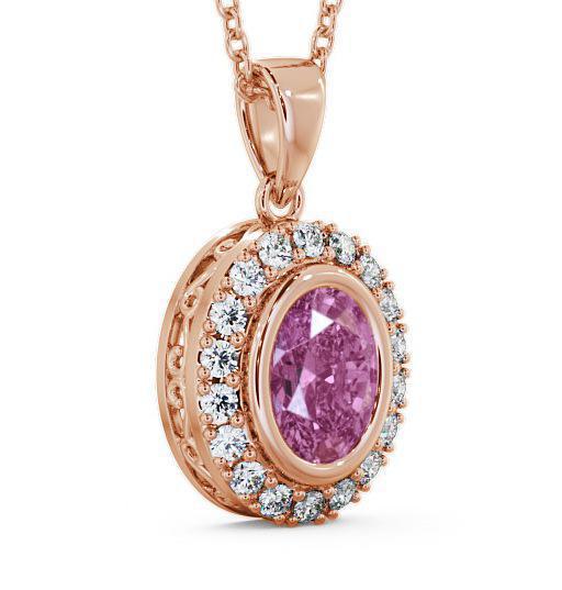 Halo Pink Sapphire and Diamond 1.82ct Pendant 18K Rose Gold PNT23GEM_RG_PS_THUMB1 