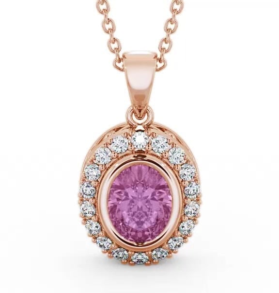 Halo Pink Sapphire and Diamond 1.82ct Pendant 18K Rose Gold PNT23GEM_RG_PS_THUMB2 