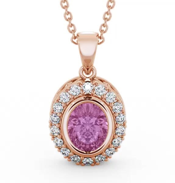 Halo Pink Sapphire and Diamond 1.82ct Pendant 9K Rose Gold PNT23GEM_RG_PS_THUMB1