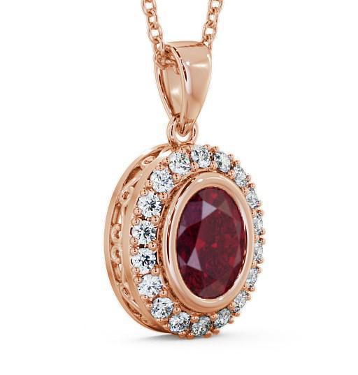 Halo Ruby and Diamond 1.82ct Pendant 18K Rose Gold PNT23GEM_RG_RU_THUMB1 