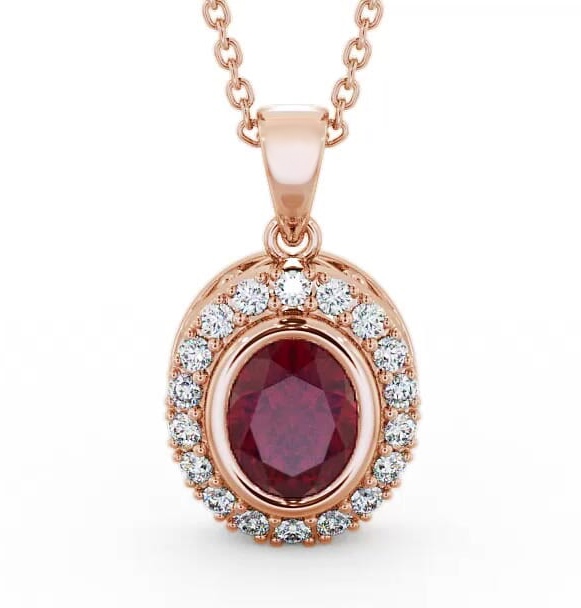 Halo Ruby and Diamond 1.82ct Pendant 18K Rose Gold PNT23GEM_RG_RU_THUMB2 