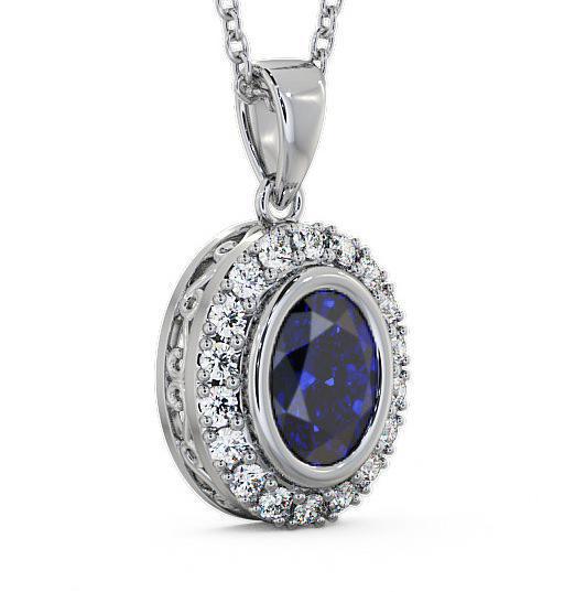 Halo Blue Sapphire and Diamond 1.82ct Pendant 9K White Gold PNT23GEM_WG_BS_THUMB1 