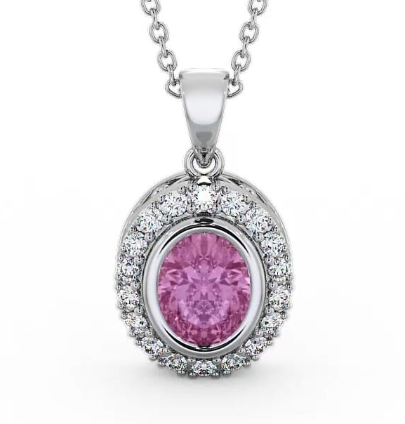 Halo Pink Sapphire and Diamond 1.82ct Pendant 18K White Gold PNT23GEM_WG_PS_THUMB1
