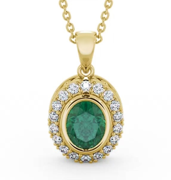 Halo Emerald and Diamond 1.53ct Pendant 18K Yellow Gold PNT23GEM_YG_EM_THUMB1