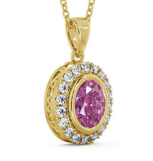 Halo Pink Sapphire and Diamond 1.82ct Pendant 9K Yellow Gold PNT23GEM_YG_PS_THUMB1 