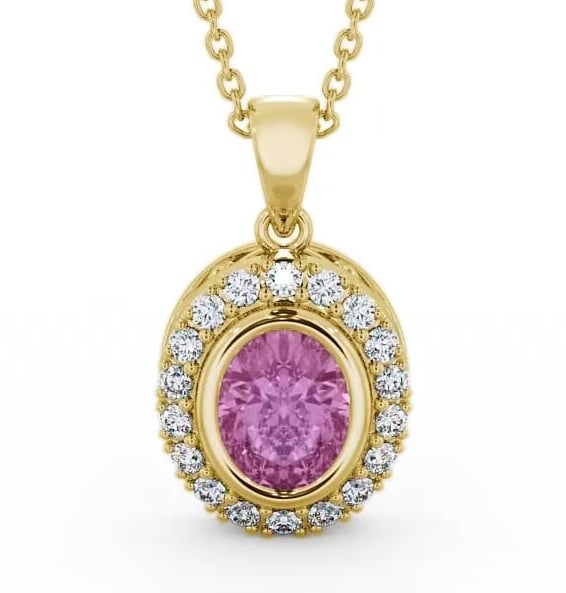 Halo Pink Sapphire and Diamond 1.82ct Pendant 9K Yellow Gold PNT23GEM_YG_PS_THUMB2 