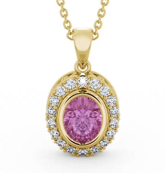 Halo Pink Sapphire and Diamond 1.82ct Pendant 9K Yellow Gold PNT23GEM_YG_PS_THUMB1