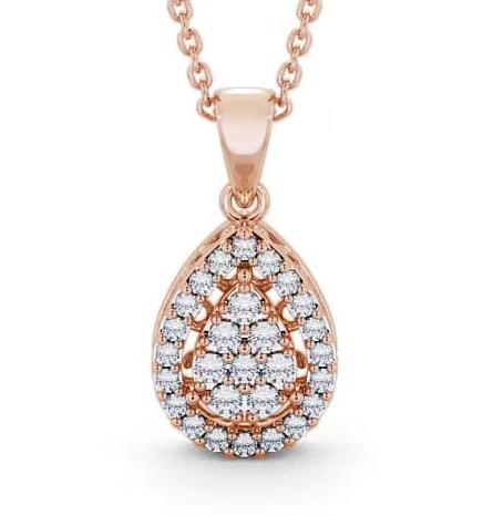 Cluster Round Diamond Pear Design Pendant 18K Rose Gold PNT24_RG_THUMB2 