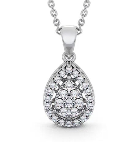 Cluster Round Diamond Pear Design Pendant 9K White Gold PNT24_WG_THUMB2 