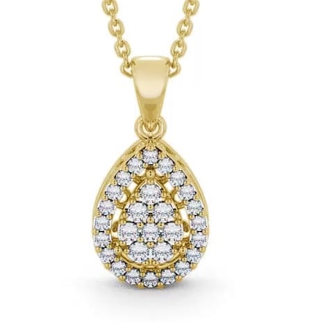Cluster Round Diamond Pear Design Pendant 18K Yellow Gold PNT24_YG_THUMB2 