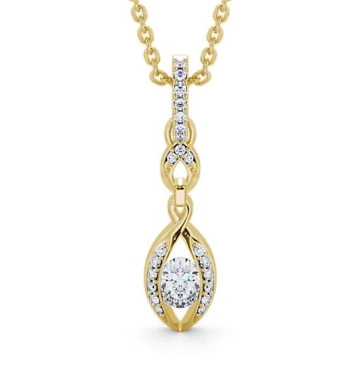 Drop Oval Diamond 0.48ct Pendant 18K Yellow Gold PNT25_YG_THUMB2 