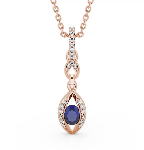 Drop Style Blue Sapphire and Diamond 0.69ct Pendant 9K Rose Gold PNT25GEM_RG_BS_THUMB1
