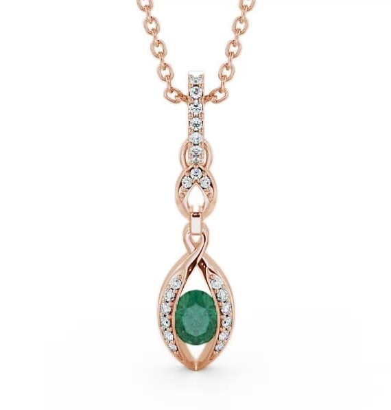Drop Style Emerald and Diamond 0.61ct Pendant 18K Rose Gold PNT25GEM_RG_EM_THUMB1