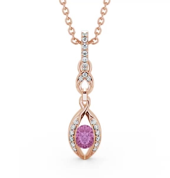 Drop Style Pink Sapphire and Diamond 0.69ct Pendant 9K Rose Gold PNT25GEM_RG_PS_THUMB1