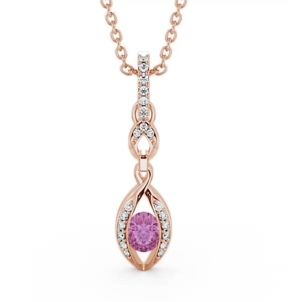 Drop Style Pink Sapphire and Diamond 0.69ct Pendant 9K Rose Gold PNT25GEM_RG_PS_THUMB2 