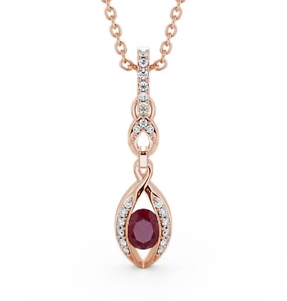 Drop Style Ruby and Diamond 0.69ct Pendant 18K Rose Gold PNT25GEM_RG_RU_THUMB2 