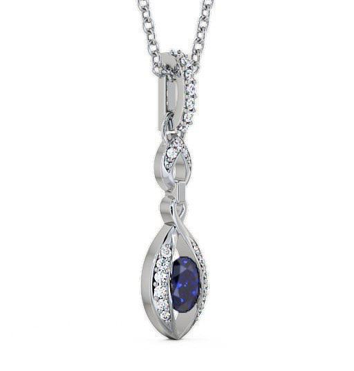 Drop Style Blue Sapphire and Diamond 0.69ct Pendant 18K White Gold PNT25GEM_WG_BS_THUMB1 