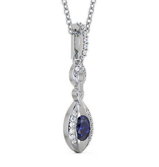 Drop Style Blue Sapphire and Diamond 0.69ct Pendant 9K White Gold PNT25GEM_WG_BS_THUMB1 