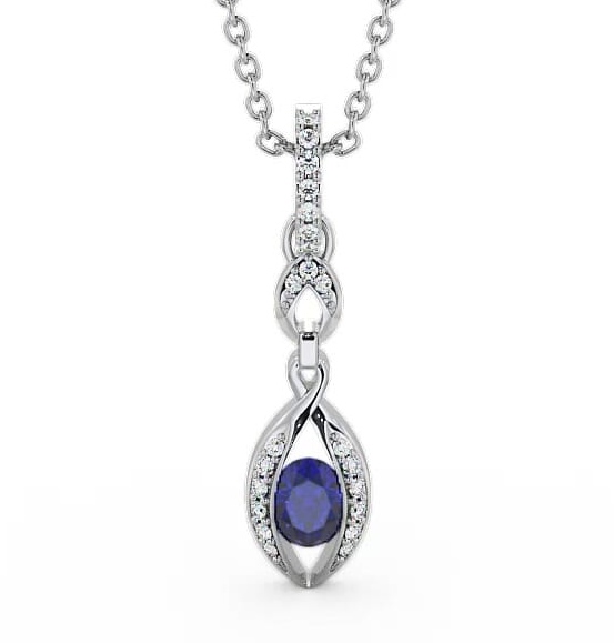 Drop Style Blue Sapphire and Diamond 0.69ct Pendant 9K White Gold PNT25GEM_WG_BS_THUMB1