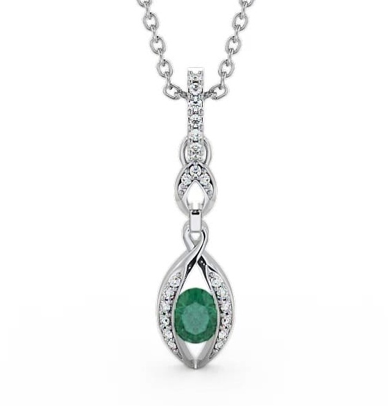 Drop Style Emerald and Diamond 0.61ct Pendant 18K White Gold PNT25GEM_WG_EM_THUMB1