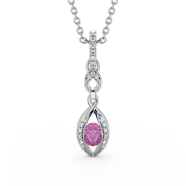 Drop Style Pink Sapphire and Diamond 0.69ct Pendant 18K White Gold - Emme PNT25GEM_WG_PS_NECK