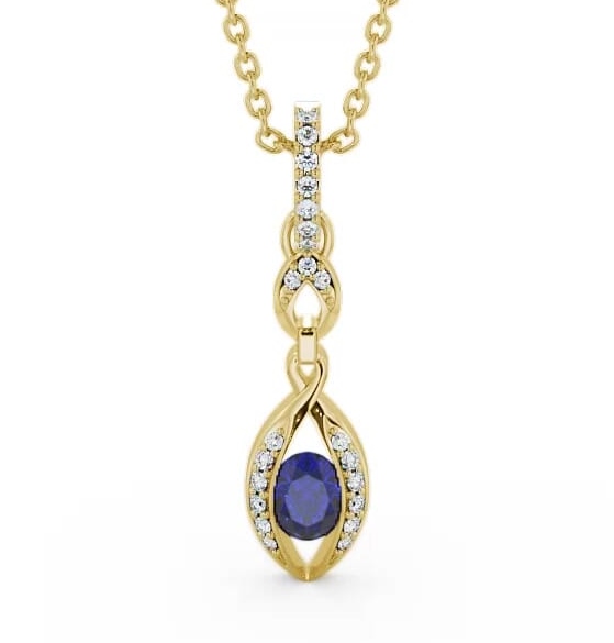 Drop Style Blue Sapphire and Diamond 0.69ct Pendant 9K Yellow Gold PNT25GEM_YG_BS_THUMB1