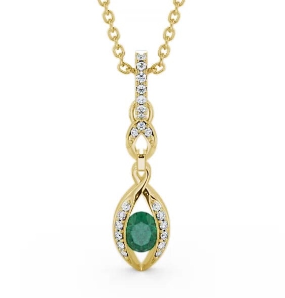 Drop Style Emerald and Diamond 0.61ct Pendant 9K Yellow Gold PNT25GEM_YG_EM_THUMB1