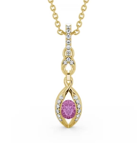 Drop Style Pink Sapphire and Diamond 0.69ct Pendant 18K Yellow Gold PNT25GEM_YG_PS_THUMB1