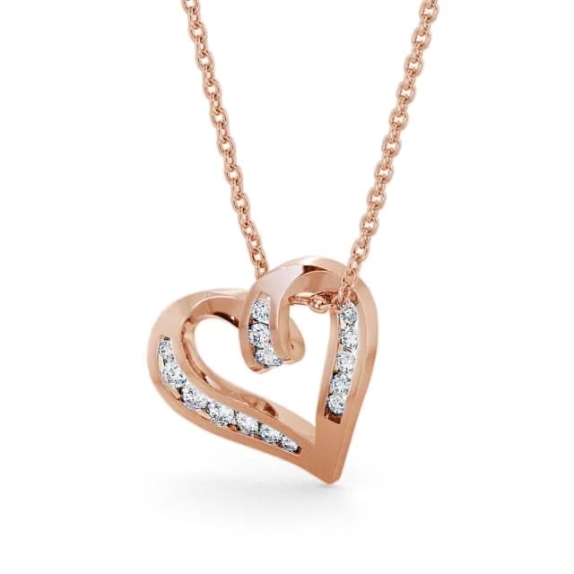Heart Shaped Diamond 0.37ct Pendant 9K Rose Gold - Soha PNT27_RG_NECK
