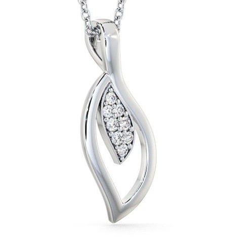 Leaf Shaped Round Diamond Pendant 9K White Gold PNT28_WG_THUMB1 