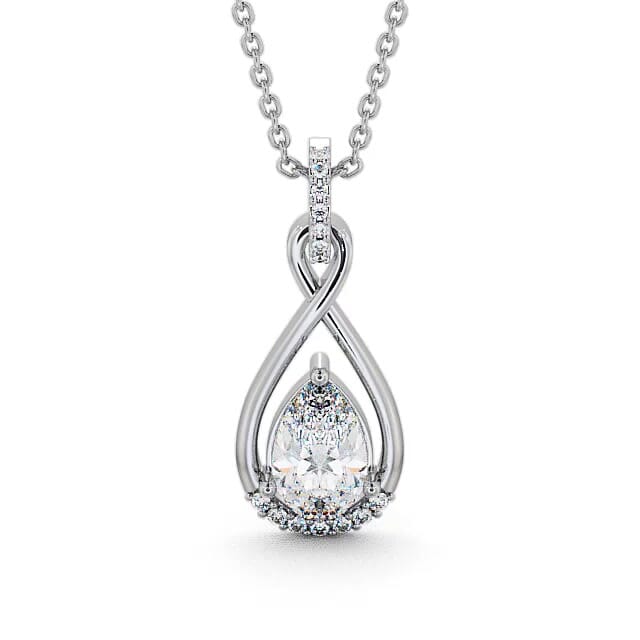 Drop Pear Diamond Pendant 18K White Gold - Kala PNT29_WG_NECK
