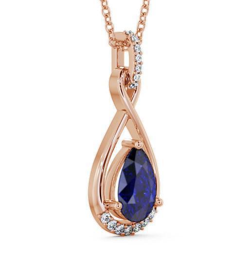 Drop Style Blue Sapphire and Diamond 1.95ct Pendant 18K Rose Gold PNT29GEM_RG_BS_THUMB1 