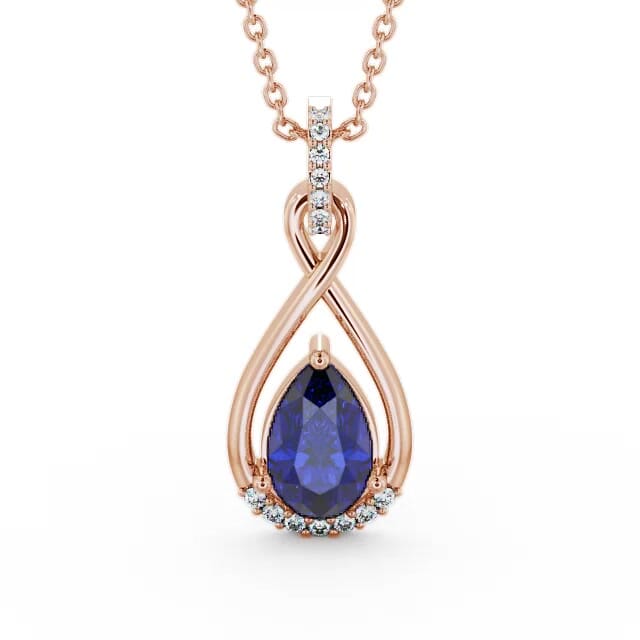 Drop Style Blue Sapphire and Diamond 1.95ct Pendant 18K Rose Gold PNT29GEM_RG_BS_THUMB1