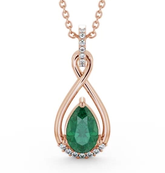 Drop Style Emerald and Diamond 1.80ct Pendant 9K Rose Gold PNT29GEM_RG_EM_THUMB1