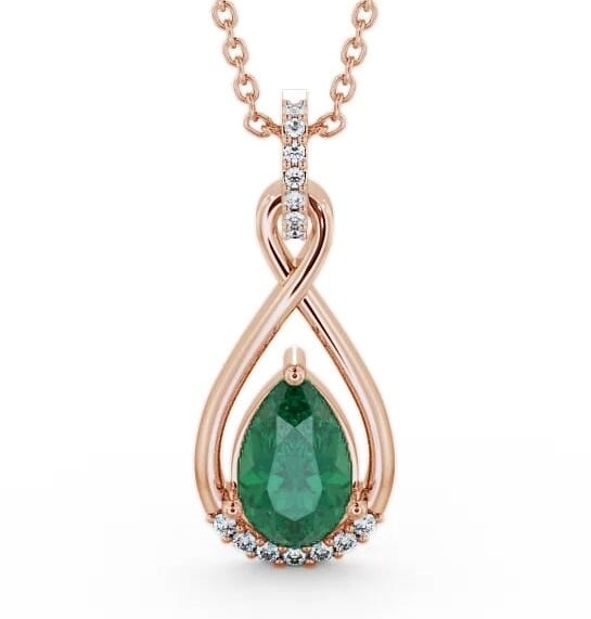 Drop Style Emerald and Diamond 1.80ct Pendant 18K Rose Gold PNT29GEM_RG_EM_THUMB2 