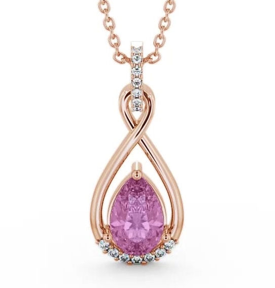 Drop Style Pink Sapphire and Diamond 1.95ct Pendant 9K Rose Gold PNT29GEM_RG_PS_THUMB1