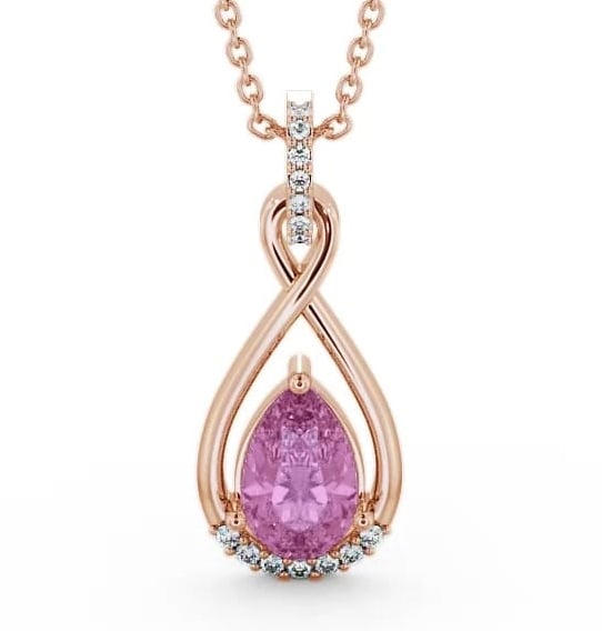 Drop Style Pink Sapphire and Diamond 1.95ct Pendant 9K Rose Gold PNT29GEM_RG_PS_THUMB2 