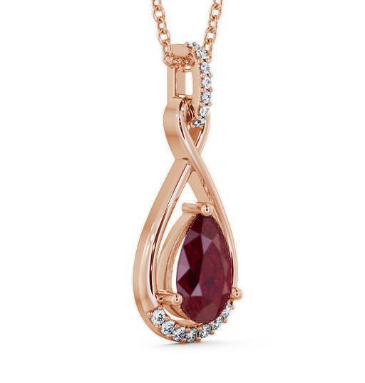 Drop Style Ruby and Diamond 1.95ct Pendant 18K Rose Gold PNT29GEM_RG_RU_THUMB1 