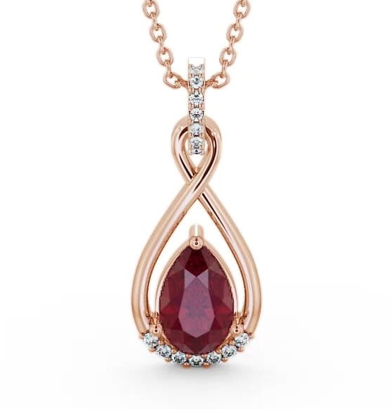 Drop Style Ruby and Diamond 1.95ct Pendant 18K Rose Gold PNT29GEM_RG_RU_THUMB2 