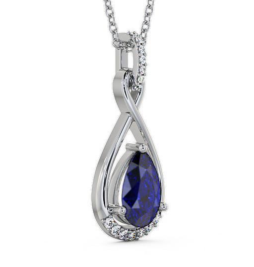 Drop Style Blue Sapphire and Diamond 1.95ct Pendant 18K White Gold PNT29GEM_WG_BS_THUMB1 