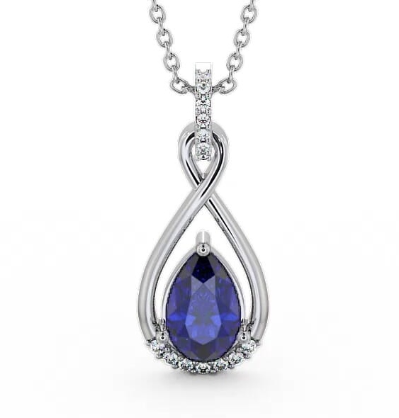 Drop Style Blue Sapphire and Diamond 1.95ct Pendant 9K White Gold PNT29GEM_WG_BS_THUMB2 