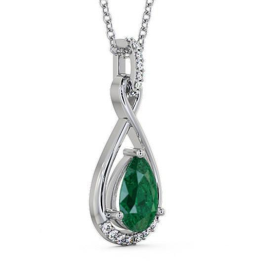 Drop Style Emerald and Diamond 1.80ct Pendant 18K White Gold PNT29GEM_WG_EM_THUMB1 
