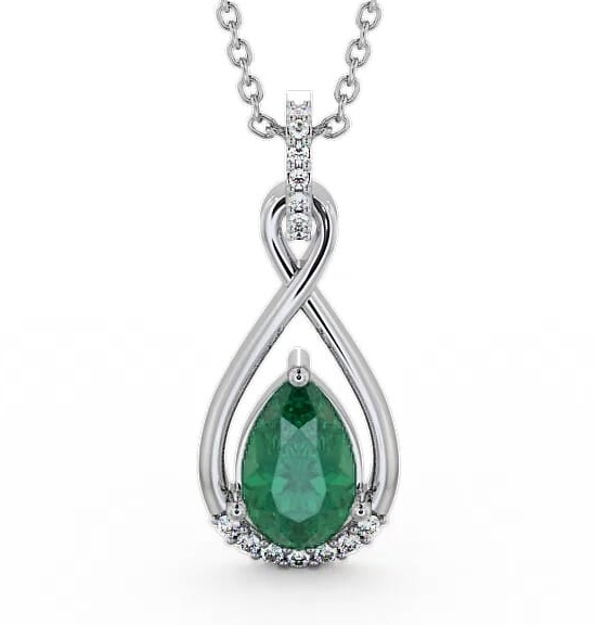 Drop Style Emerald and Diamond 1.80ct Pendant 9K White Gold PNT29GEM_WG_EM_THUMB1